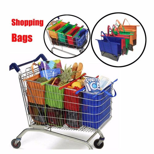 Sacs De Rangement De Supermarch, Chariot Rutilisable, Sacs De Rangement De Supermarch, Sac  Main Pliable Rutilisable cologique, Fourre-Tout, Livraison Directe 4 Pices/Ensemble