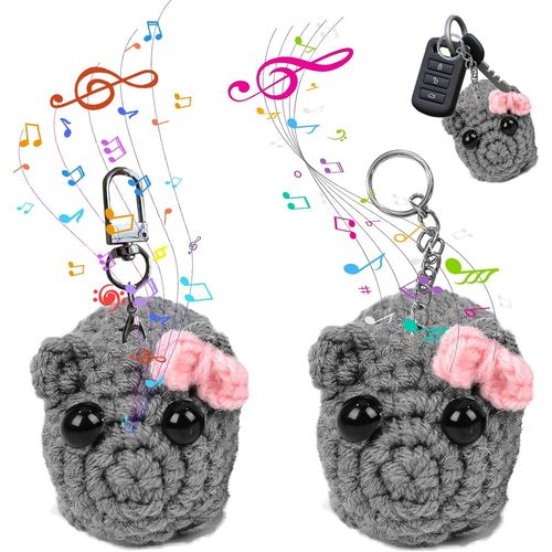 Sad Hamster Meme Peluche Triste Porte-Cls Hamster Avec Son Sad Hamster Crochet Poupes Pour Enfants, Poupe Tricote Triste Hamster Fait  La Main (Gris, 2 Pices)[L1141]