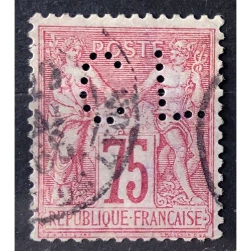 Sage 75c Carmin (Type I = N Sous B) (Trs Joli N 71) Obl - Perforations Cl (Crdit Lyonnais) Bien Nettes - France Anne 1876 - Brn83 - N16107