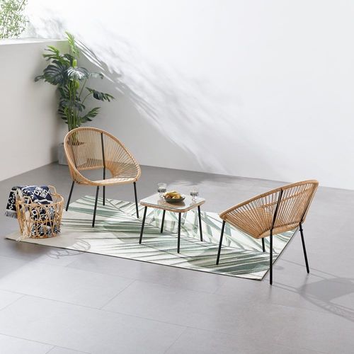 Salon De Jardin 2 Places Avec Table Naturel