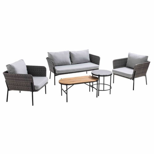 Salon De Jardin 4 Places En Rsine Tresse Et Table Gris