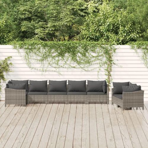Salon De Jardin 8 Pcs Avec Coussins Gris Rsine Tresse