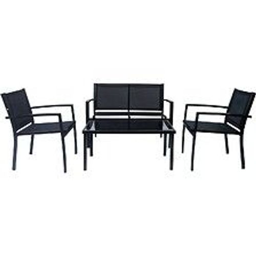 Salon De Jardin Bas Lino - 4 Places  - Noir