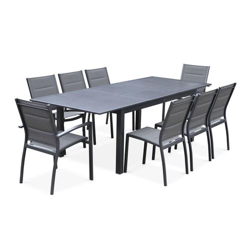 Salon De Jardin Table Extensible - Chicago Anthracite Gris Taupe - Table En Aluminium 175 245cm