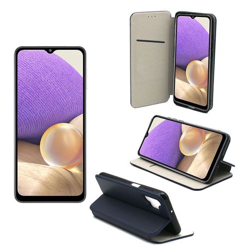 Samsung Galaxy A32 5g Etui Protection Portefeuille Bleu  Rabat Avec Porte Cartes - Housse Galaxy A32 Folio Bleue Navy Coque Silicone Antichoc Smartphone 2021 - Accessoires Pochette Case