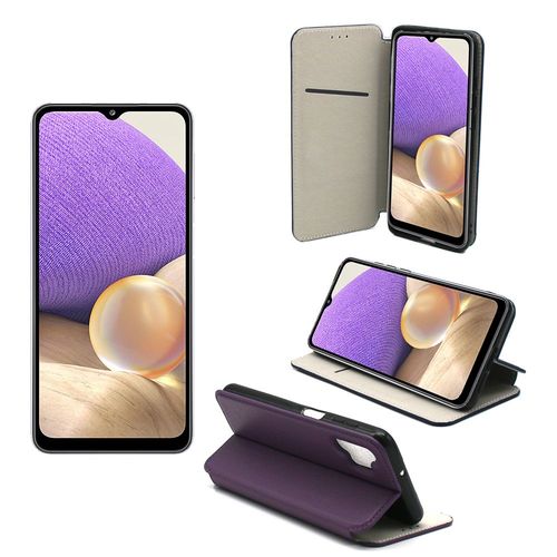 Samsung Galaxy A32 5g Etui Protection Portefeuille Violet  Rabat Avec Porte Cartes - Housse Galaxy A32 Folio Violette Coque Silicone Antichoc Smartphone 2021 - Accessoires Pochette Case