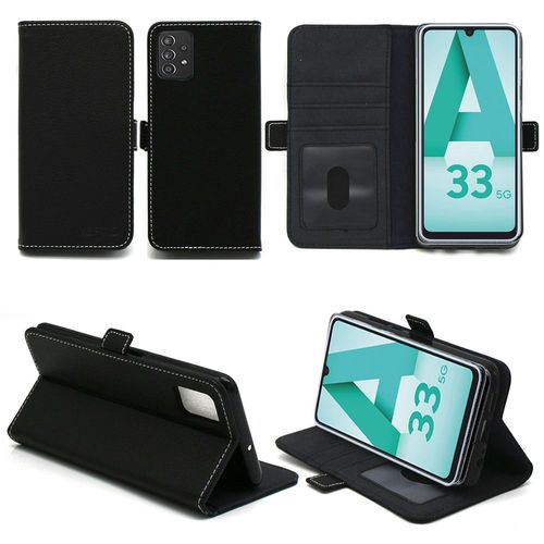 Samsung Galaxy A33 5g Etui Noir Protection Portefeuille  Rabat Avec Porte Cartes - Housse Samsung Galaxy A33 5g Noire Folio Coque Silicone Antichoc Smartphone 2022 - Accessoires Pochette Case
