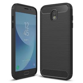 Samsung Galaxy J5 2017 SM-J530F Coque noire vitre de protection verre trempé effet carbone silicone gel tpu étui housse antichocs