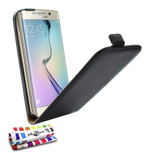 Samsung Galaxy S6 Edge Etui  Rabat Noir Cuir Simili Business Design