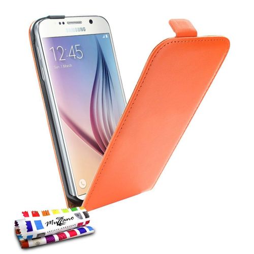 Samsung Galaxy S6 Etui  Rabat Orange Cuir Simili Business Design