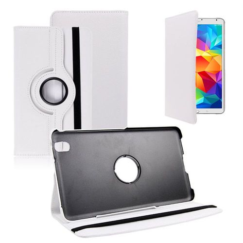 Samsung Galaxy Tab 4 8.0 T330 T331 T335 3g Lte 4g Wi-Fi: Etui Housse Coque Avec Support Et Rotative Rotation 360 En Cuir Pu - Blanc