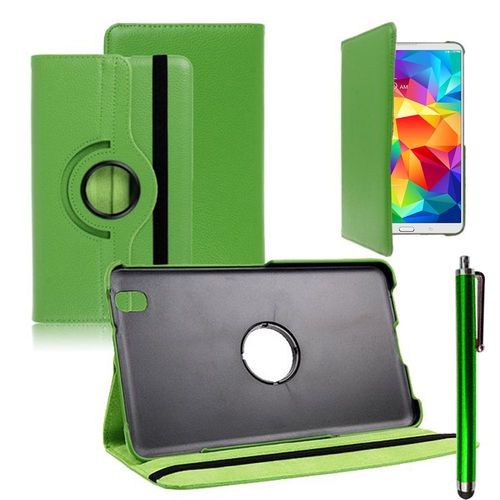 Samsung Galaxy Tab 4 8.0 T330 T331 T335 3g Lte 4g Wi-Fi: Etui Housse Coque Avec Support Et Rotative Rotation 360 En Cuir Pu + Stylet - Vert