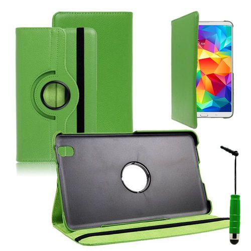 Samsung Galaxy Tab 4 8.0 T330 T331 T335 3g Lte 4g Wi-Fi: Etui Housse Coque Avec Support Et Rotative Rotation 360 En Cuir Pu + Stylet - Vert