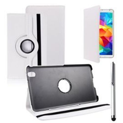 Samsung Galaxy Tab 4 8.0 T330 T331 T335 3g Lte: Etui Housse Coque Avec Support Et Rotative Rotation 360 En Cuir Pu+ Stylet- Blanc