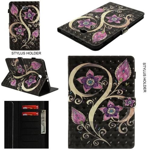 Samsung Galaxy Tab A 10.1 (2016) Housse, Saturcase Beau 3d Motif Pu Cuir Magntique Flip Portefeuille Support Porte-Carte Protecteur Coque Housse tui Pour Samsung Galaxy Tab A 10.1 (2016) Sm-T580 T585 (Yce-3)
