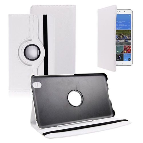 Samsung Galaxy Tab Pro 8.4 Sm-T320 T321 T325 3g Lte 4g: Etui Housse Coque Avec Support Et Rotative Rotation 360 En Cuir Pu - Blanc
