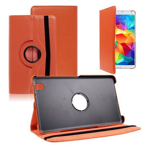 Samsung Galaxy Tab Pro 8.4 Sm-T320 T321 T325 3g Lte 4g: Etui Housse Coque Avec Support Et Rotative Rotation 360 En Cuir Pu - Orange