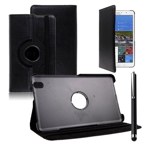 Samsung Galaxy Tab Pro 8.4 Sm-T320 T321 T325 3g Lte 4g: Etui Housse Coque Avec Support Et Rotative Rotation 360 En Cuir Pu + Stylet - Noir