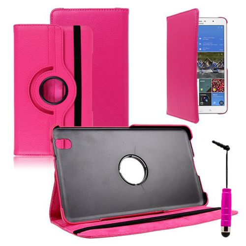 Samsung Galaxy Tab Pro 8.4 Sm-T320 T321 T325 3g Lte 4g: Etui Housse Coque Avec Support Et Rotative Rotation 360 En Cuir Pu + Stylet - Rose