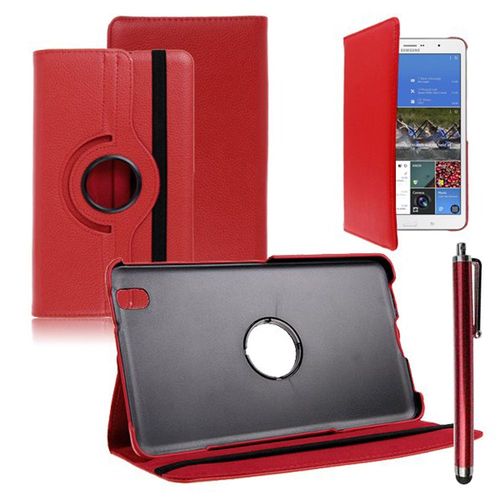 Samsung Galaxy Tab Pro 8.4 Sm-T320 T321 T325 3g Lte 4g: Etui Housse Coque Avec Support Et Rotative Rotation 360 En Cuir Pu + Stylet - Rouge