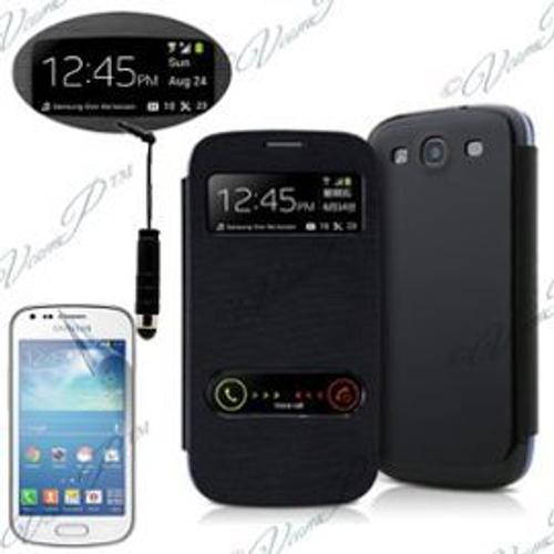 Samsung Galaxy Trend S7560/ Duos S7562: Coque Etui Housse+ Stylet- Noir