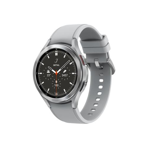 Samsung Galaxy Watch4 Classic - 46 Mm - Argent - Montre Intelligente Avec Bracelet De Sport Ridge - Fluorolastomre - Argent - Affichage 1.4
