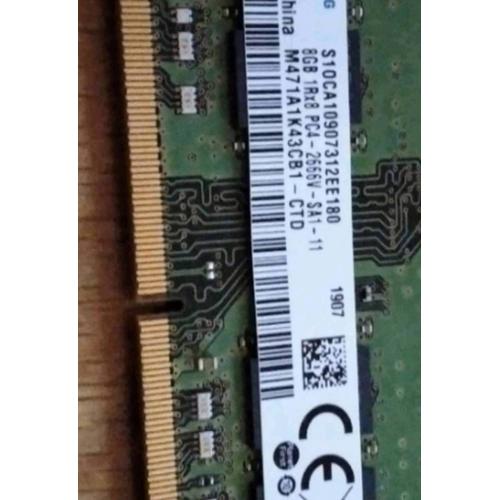 Samsung M471A1K43CB1-CTD Module de mmoire DDR4 2666MHz 8 Go  Modules de mmoire 8 Go, 1 x 8 Go, DDR4, 2666 MHz, 260 Broches So-DIMM, Noir, Vert