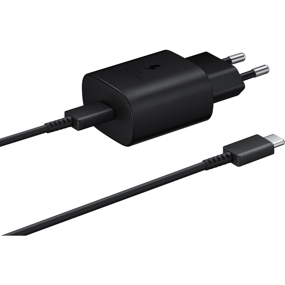 Chargeur Secteur Samsung Ultra Rapide 25w Noir Avec Cble Usb Type-C 1m (Ep-Ta800xb)