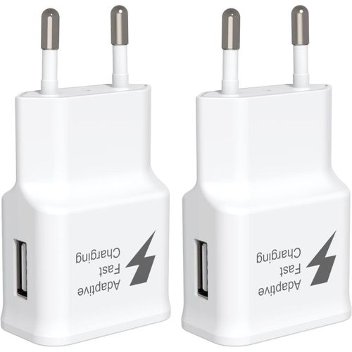 Samsung15w Chargeur Rapide Prise Usb [2-Pack] Pour Samsung Galaxy S22,S21,S20,S10,S10e,S9,S8,S7,S6,Edge/Plus/Active/A13/A14/A53 5g/Note 5/8/9/10/20 Et Autres Appareils De Charge Rapide(Blanc)