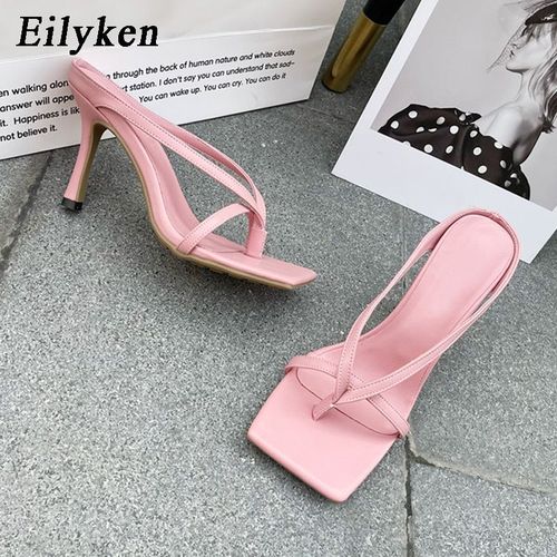 Sandales  Lanires Pour Femmes, Chaussures D'automne  Talons Hauts, Meilleur Look De Rue, Bout Carr Ouvert, Pantoufles, Nouvelle Collection 2022 - 35