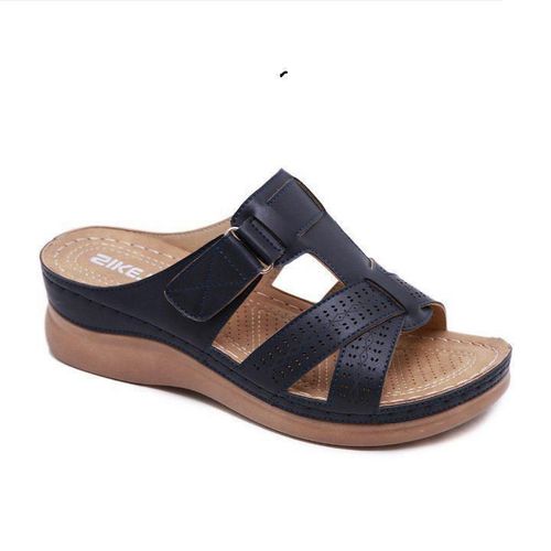 Sandales  Semelles Compenses Orthopdiques  Bout Ouvert Pour Femmes, Chaussures Rtro, Vintage, Antidrapantes, En Cuir, Dcontractes,  Plateforme, t, 2021 - 37