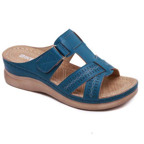 Sandales  Semelles Compenses Orthopdiques  Bout Ouvert Pour Femmes, Chaussures Rtro, Vintage, Antidrapantes, En Cuir, Dcontractes,  Plateforme, t, 2021 - 36