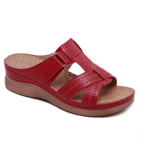 Sandales  Semelles Compenses Orthopdiques  Bout Ouvert Pour Femmes, Chaussures Rtro, Vintage, Antidrapantes, En Cuir, Dcontractes,  Plateforme, t, 2021 - 40