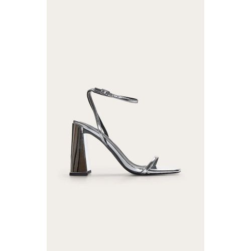 Sandales Argentes  Bout Carr Et Talon Bloc Haut, Argent - 39