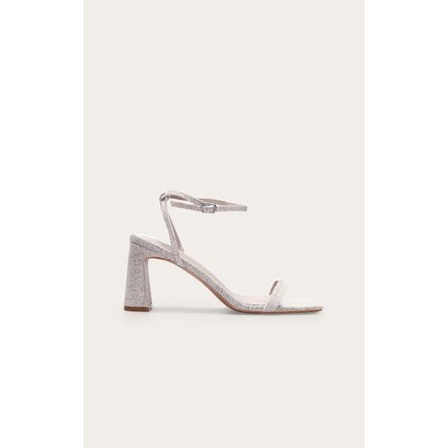 Sandales Carres En Effet Lin Non Color  Brides Fines Et Talon Carr Haut, Non Color - 39