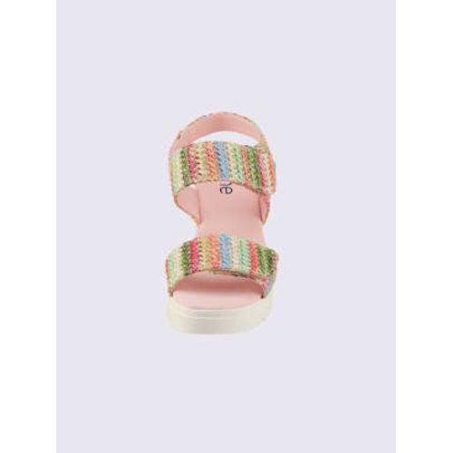 Sandales Compenses De Fabrication Portugaise - - Rose-Multicolore - 40