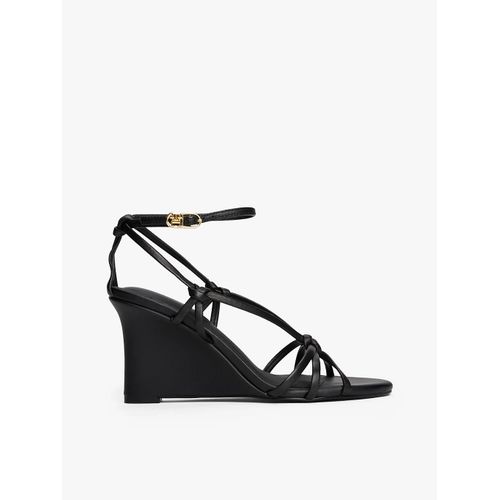 Sandales Compenses En Cuir  Brides Noues Leather Knots Wedge Sandal/Black - 39