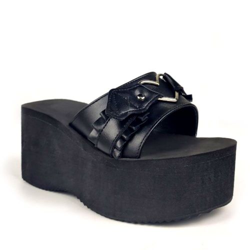 Sandales D't  Double Sangle Pour Femmes, Chaussures Noires Confortables,  Semelles Compenses,  La Mode, 2020 - 42 1/2
