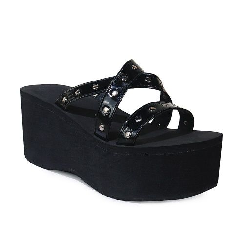 Sandales D't  Double Sangle Pour Femmes, Chaussures Noires Confortables,  Semelles Compenses,  La Mode, 2020 - 38 1/2