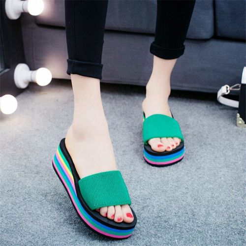 Sandales D't  Plateforme Pour Femmes, Pantoufles De Bain, Tongs De Plage  Talons Hauts, Chaussures De Plage, 2021 - 38