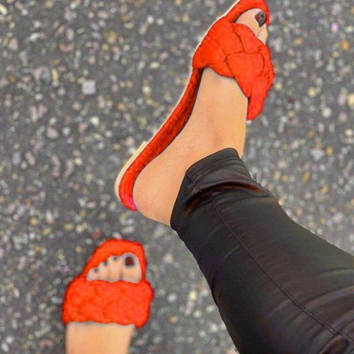 Sandales D't  Talons Plats Pour Femmes, Chaussures D'extrieur  La Mode, Tongs De Plage Plates, Pantoufles Dcontractes Pour Femmes - 42