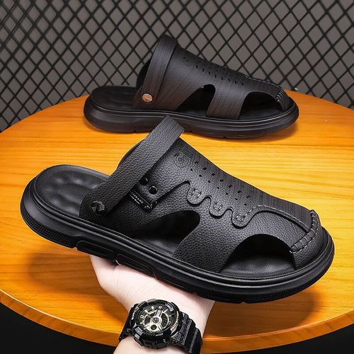 Sandales En Cuir Souples Classiques Pour Hommes,Pantoufles D't,Mode Dcontracte,Confortables,Chaussures De Plage En Plein Air,Chaussures De Marche