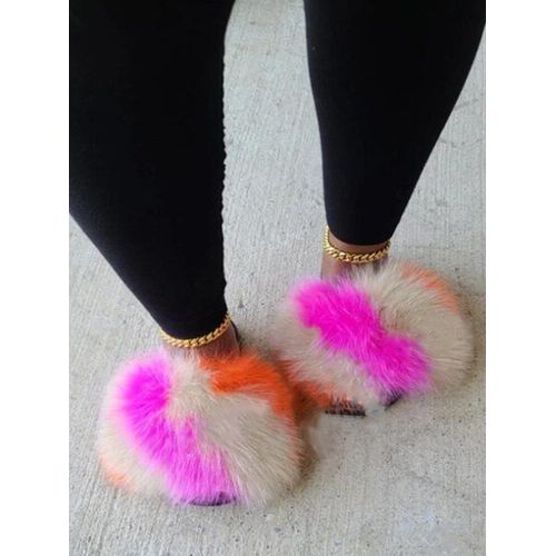 Sandales En Fourrure Pour Femmes, Chaussures De Luxe, Antidrapantes, t - 40 1/2