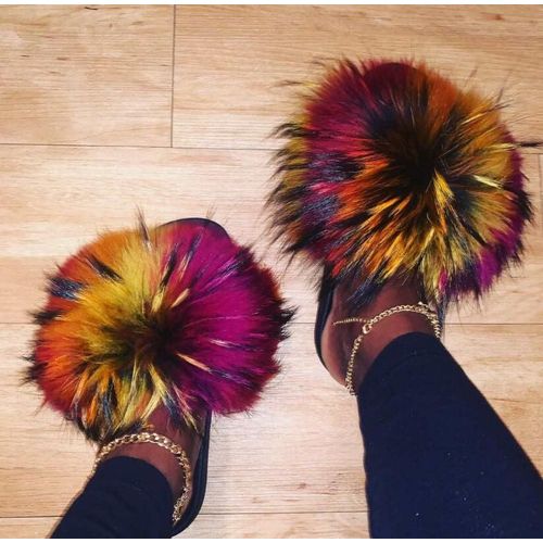 Sandales En Fourrure Pour Femmes, Chaussures De Luxe, Antidrapantes, t - 42