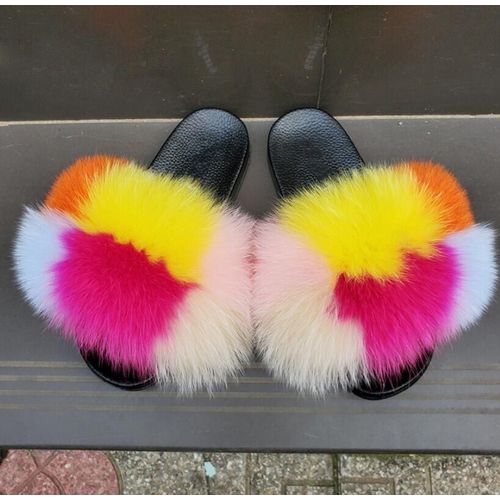 Sandales En Fourrure Pour Femmes, Chaussures De Luxe, Antidrapantes, t - 42