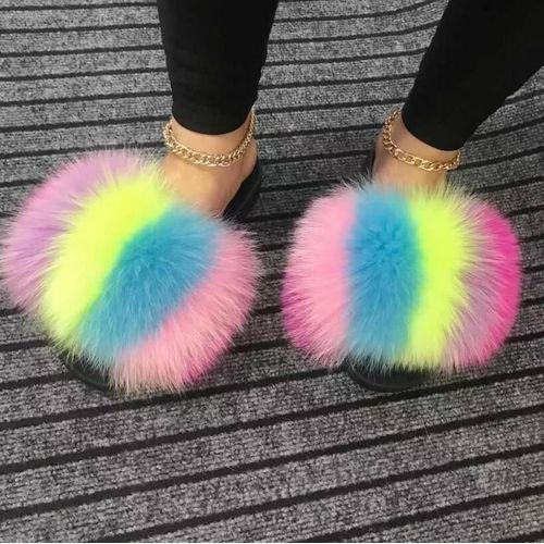Sandales En Fourrure Pour Femmes, Chaussures De Luxe, Antidrapantes, t - 43
