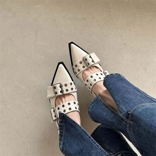 Sandales paisses  Talons Mi-Hauts Pour Femmes,Chaussures De Soire Pointues,Pantoufles Dcontractes De Marque,Mode D't,2024 - 35