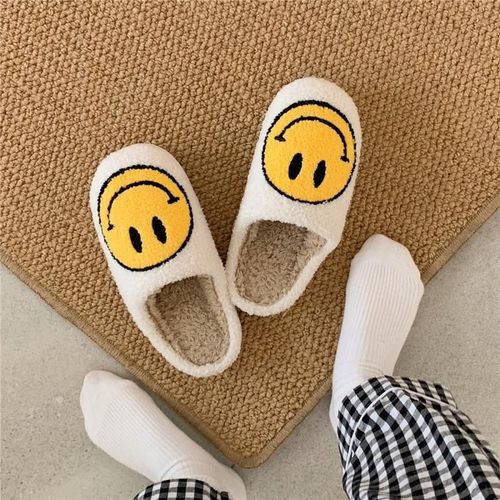Sandales Femmes tchaussure Femmepantoufle Femme Chausson Femmepantoufles D'intrieur Smiley Pour Femmes, Chaussures De Couple, Confortables, En Peluche, Plates, Couleur Unie, Garde Au Chaud, Nouvelle Collection 2021