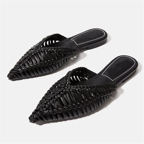 Sandales Gladiateur Ajoures Pour Femmes,Chaussures Dcontractes,Plates Tisses,Pantoufles De Plage D't,Mules Oxfords,2023 - 36
