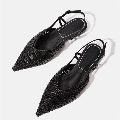 Sandales Gladiateur Ajoures Pour Femmes,Chaussures Dcontractes,Plates Tisses,Pantoufles De Plage D't,Mules Oxfords,2023 - 36